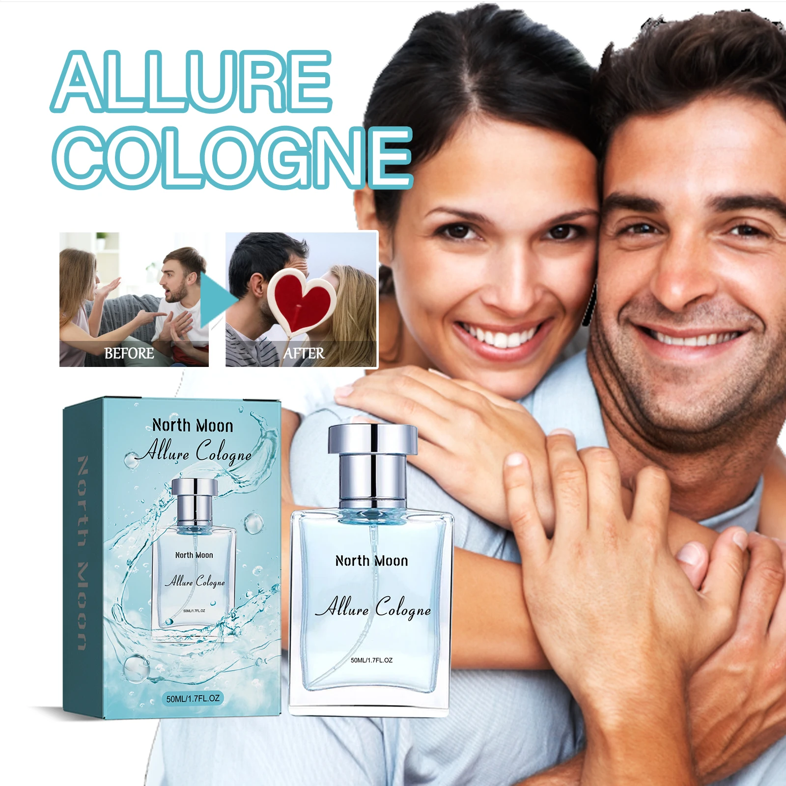 NORTH MOON Allure Colonia 50ML 1,7 oz Perfume Charm Libera fragancias suaves, refrescantes y ligeras, naturales y portátiles con