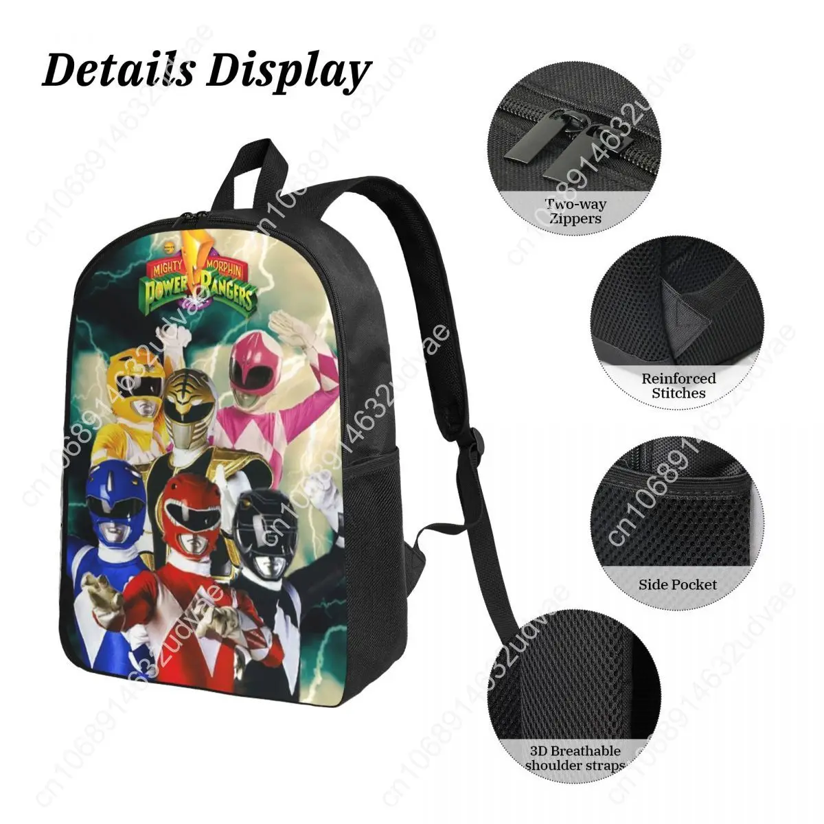 Mighty Morphin Power Ranger Backpack Boys Girls BookBag School Bag Laptop Shoulder Bags 3ps Insulated Lunch Bag Pencil Case