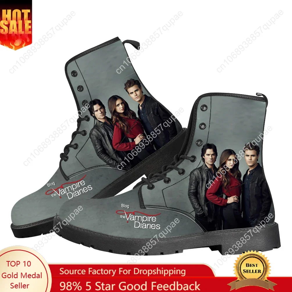 

The Vampire Diaries Casual Boots Damon Salvatore Mens Womens Teenager Shoes Fashion 3D Boot Outdoor Couple Customize Made Shoe