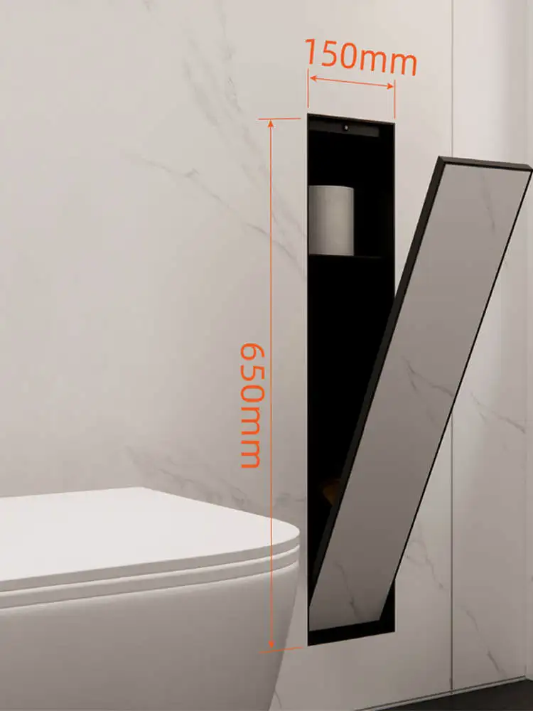 Toilet Embedded Trash Can 304 Stainless Steel Hidden Waste Bin Metal Embedded Tissue Box Niche