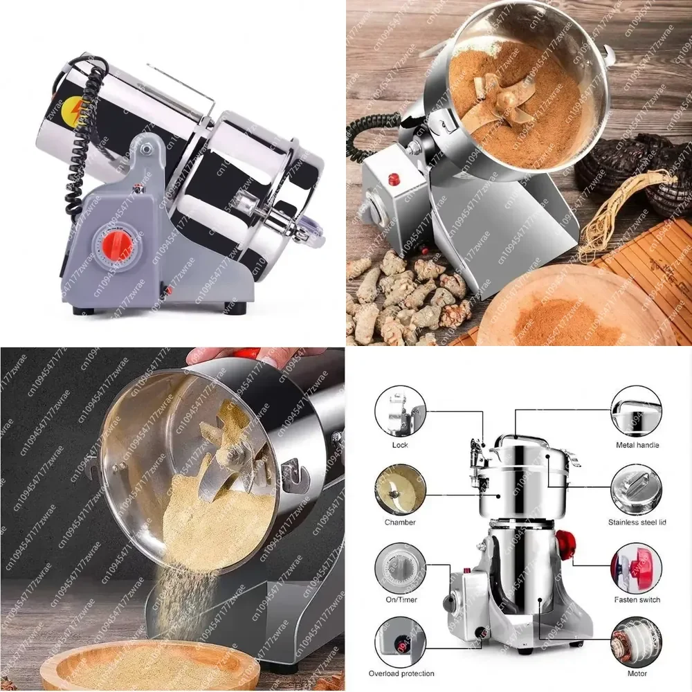 Spice Grinder Electric Stainless Steel Grain Mill Grinder Commercial Spice Pulverizer Dry Grinder Grinding Small Spice