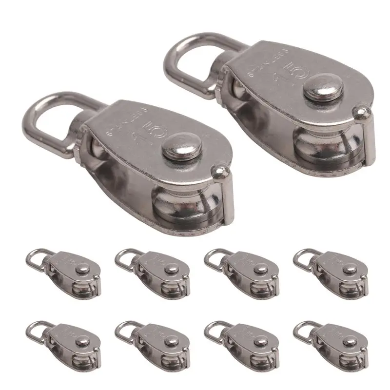 IALJ-Crane Pulley Block M15 Lifting Crane Swivel Hook Single Pulley Block Hanging Wire Towing Wheel 10Pcs