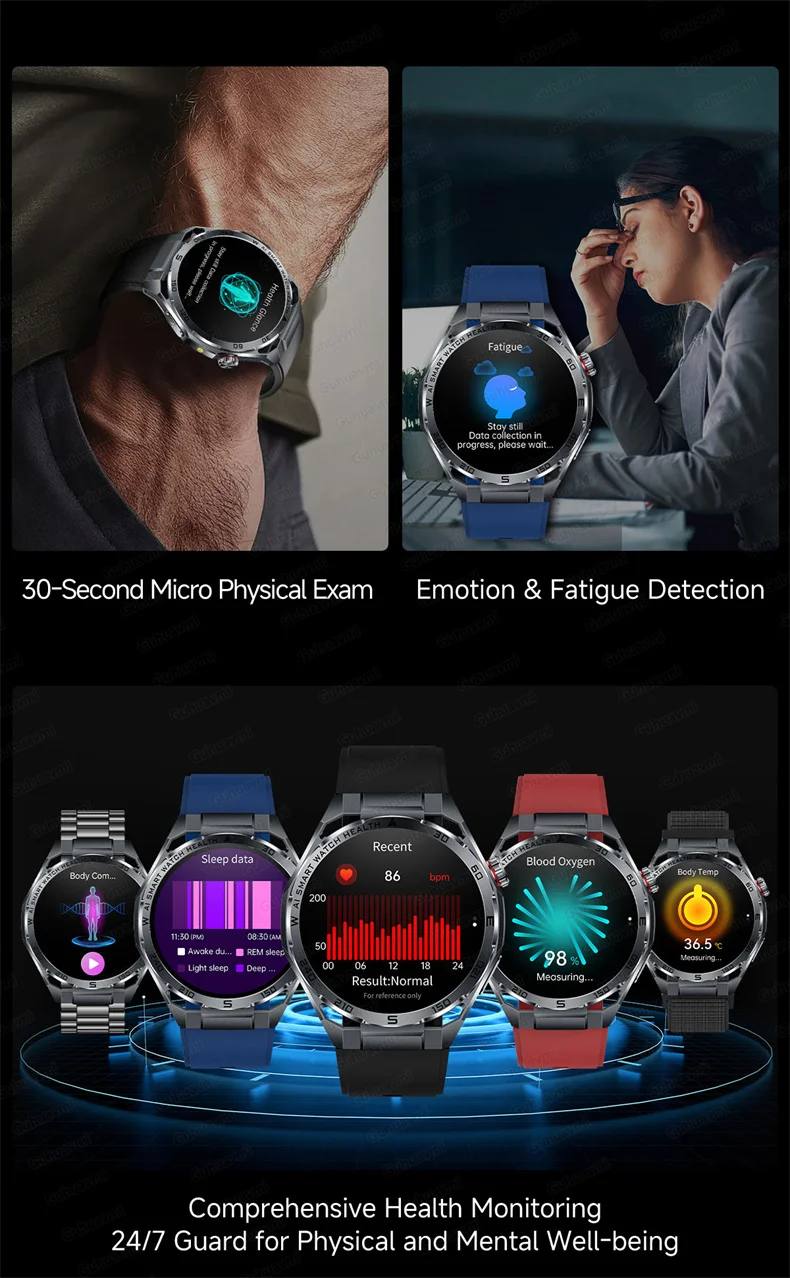 ECG Smartwatch für Herren, Bluetooth-Anruf, Fitness-Tracker, Blutdruckmessung, BO2, Schlafüberwachung, Gesundheits-Smartwatch, Sport, für Android und iOS – Detail 3