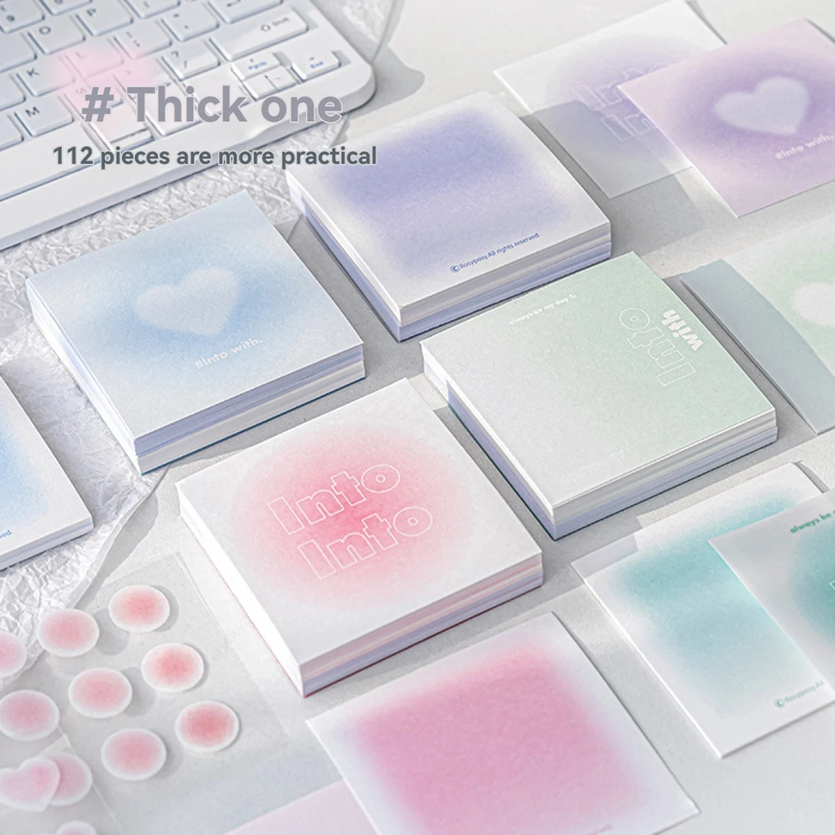 112 Sheets/box Multifunctional Gradient Sticky Notes,Self-Stick Pads Handbook Collage Material Paper Sticky Paper Non-Adhesive