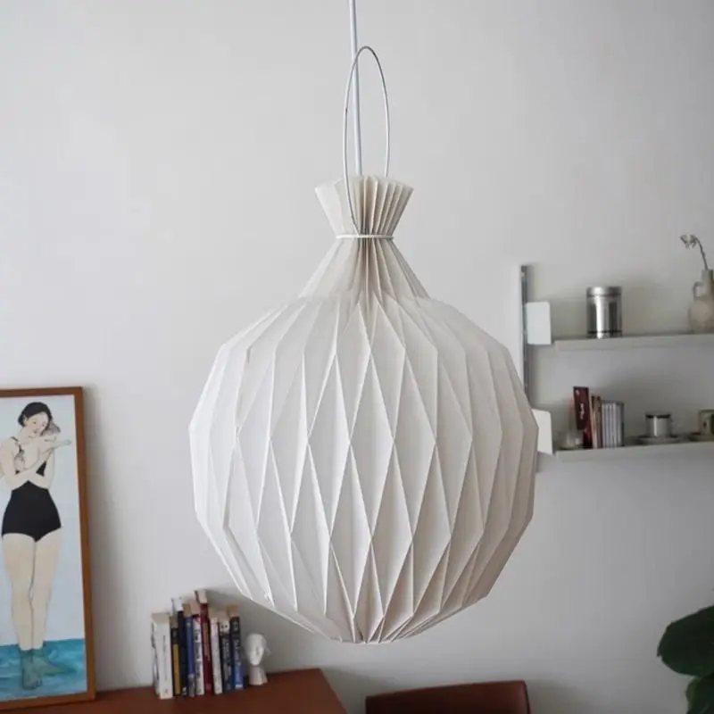 Japanese-style Creative Origami Pineapple Pendant Light Living Room Bedroom Restaurant Wabi Sabi Retro Pleated Art Hanging Lamps
