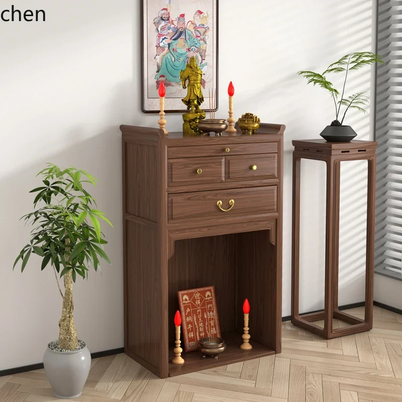 HT  new Chinese incense case household casket earth lord gongtai table god of wealth offering table dual-purpose cabinet