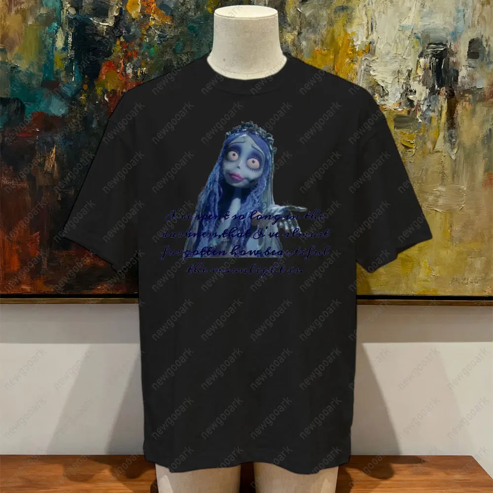 Corpse Bride Tonal Collage Butterfly Boyfriend Fit Girls Printed T-shirt Halloween Cotton Vintage Women Man T-shirts Clothes