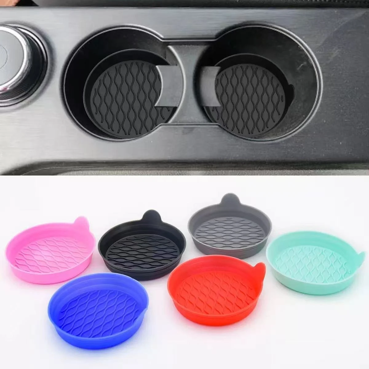 2pcs Car Cup Holder Rotundity Anti-Slip Coasters Premium PVC Car Coasters Fits Perfectly For Most Cup Car Interior Accessories
