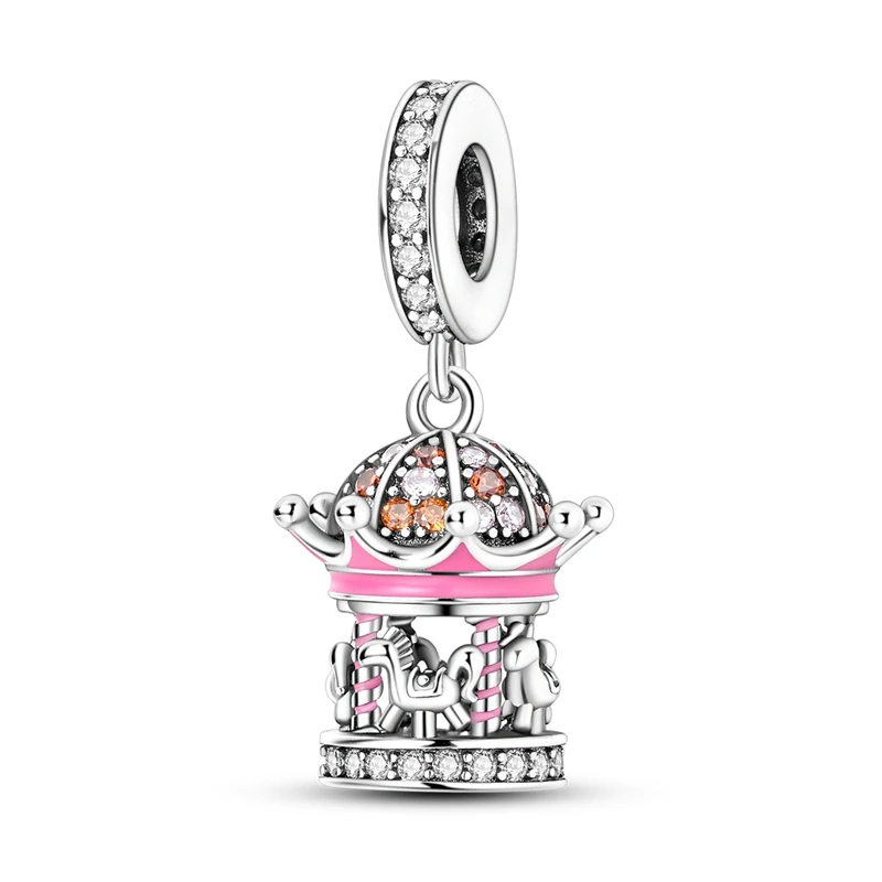 Charms 925 Sterling Silver Creative Carousel Pendant For 3mm Bracelet DIY Women Birthday Jewelry Gift