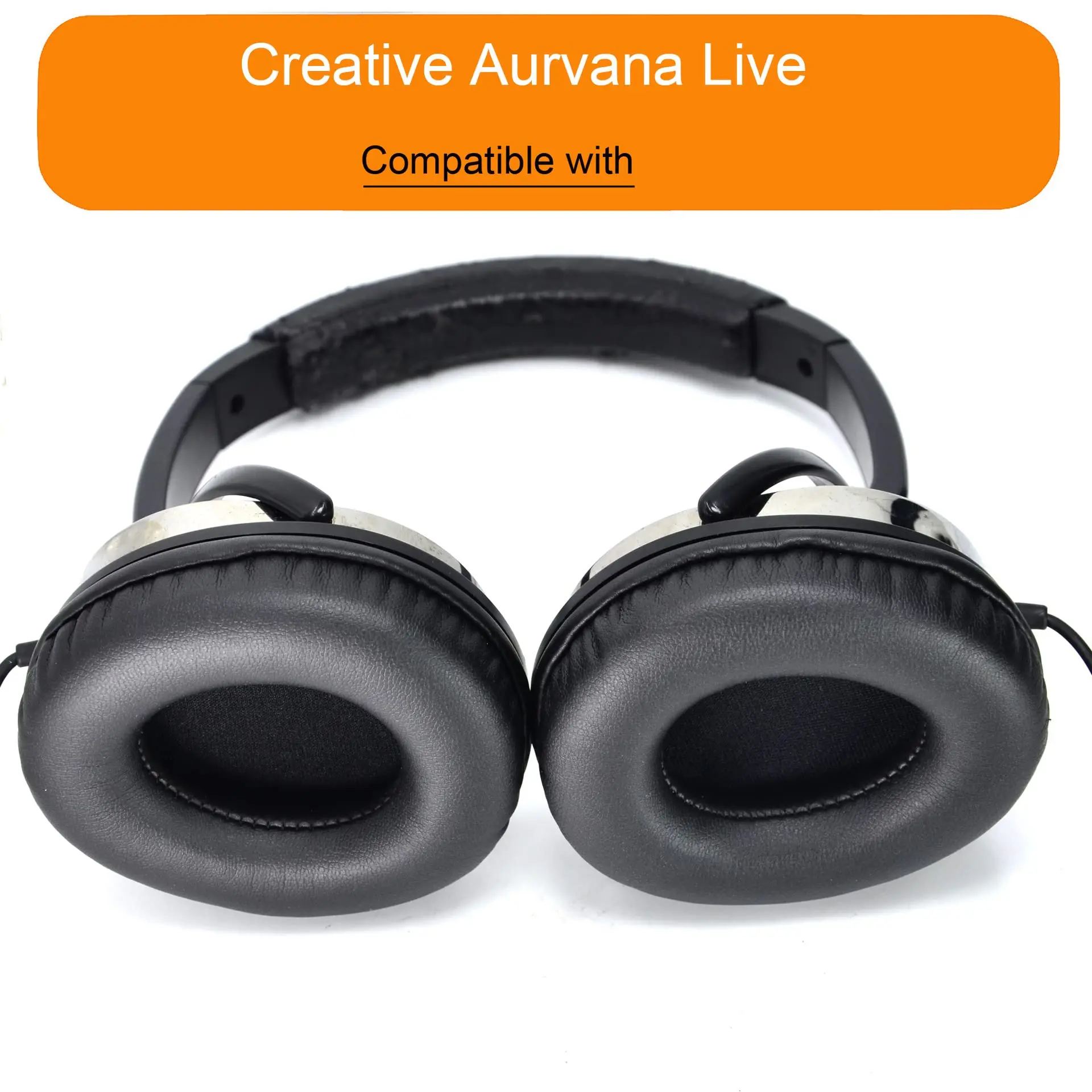 Replacement Earpads for Creative Aurvana Live Headphones, Protein Leather Ear Cushions/Earmuffs with Memory Foam