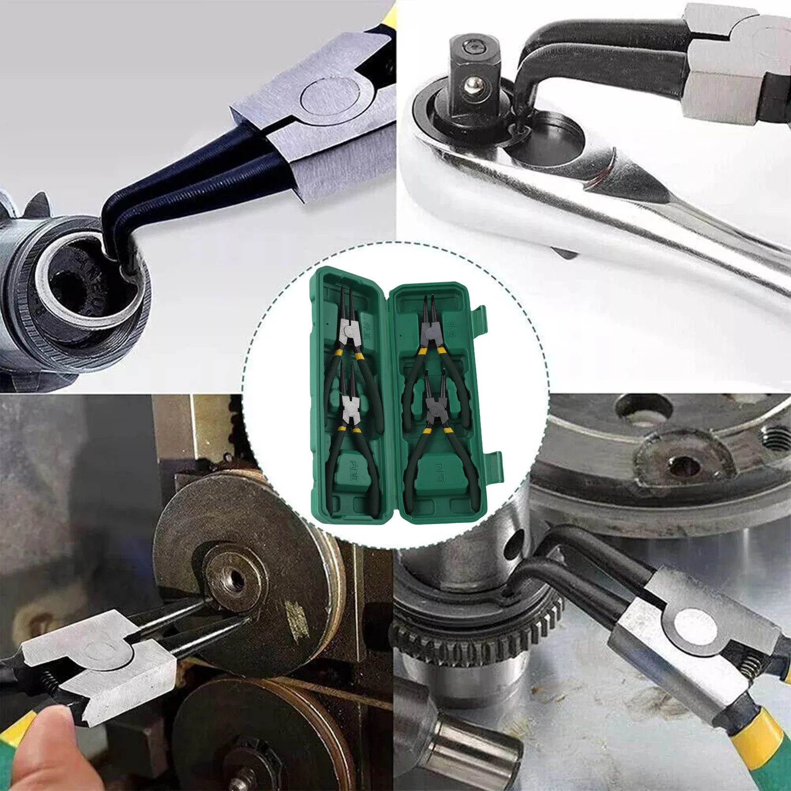 7Inch Snap Ring Pliers Set Internal/External Circlip Pliers With Storage Case Non-slip PVC Handles Hand Tools