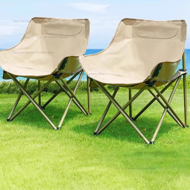 Camping Foldable Beach Chairs Picnic Backrest Metal Relax Beach Chairs Foldable Tourist Outdoor Furniture Chaise Lounges LLOC