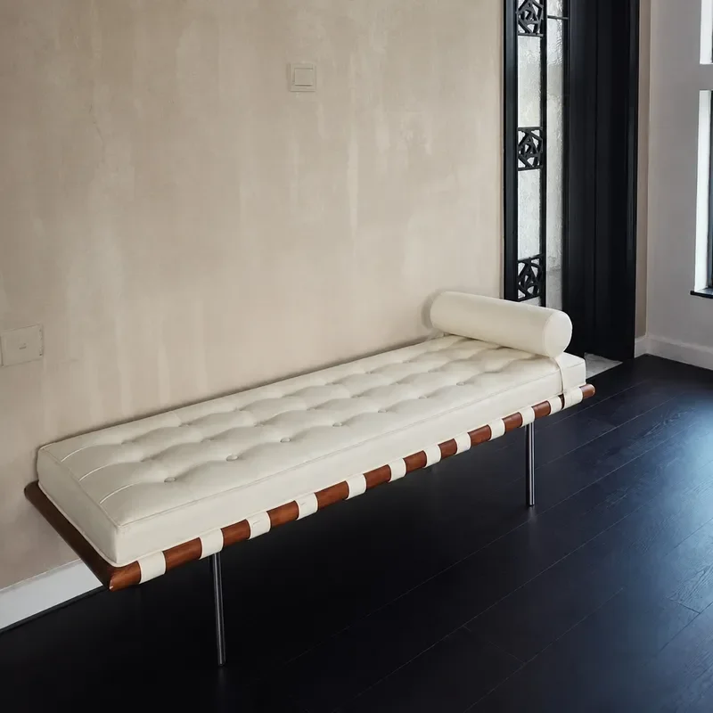 Italian Barcelona Bench Bedside Stool Shoe Changing Ottoman Bedroom Sofa Chaise Lounge Study Single Seat Light Luxury