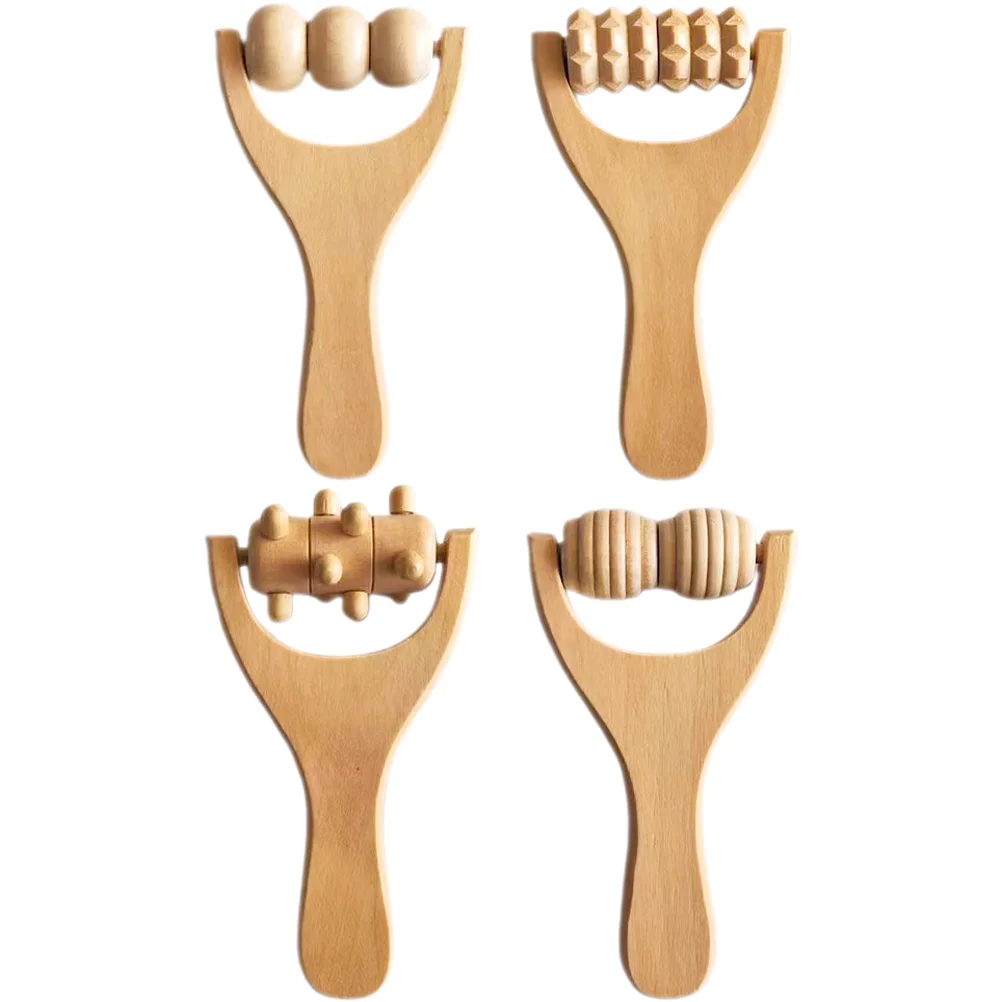 

4 Pcs Foot Massage Roller Neck Body Walker Tool Wooden Tools Daily Use Massager Manual