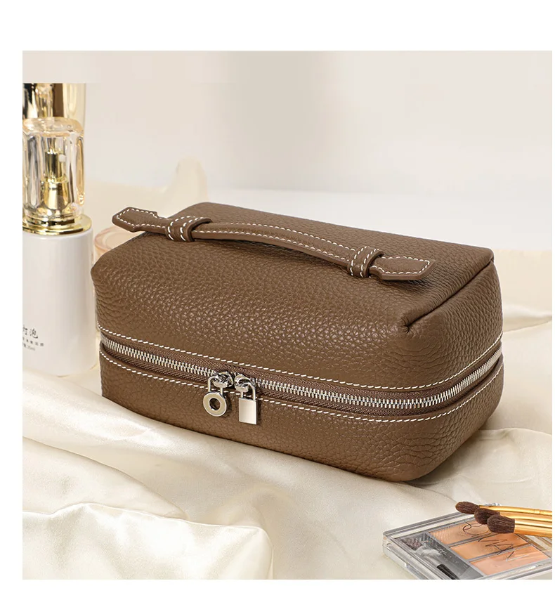 Aidanni Echtleder-Lunchbag für Damen, 2026 Neue Mini Tragbare Kosmetiktasche mit Reißverschluss, Aufbewahrungs- und Reise-Toilettentasche – Detail 6