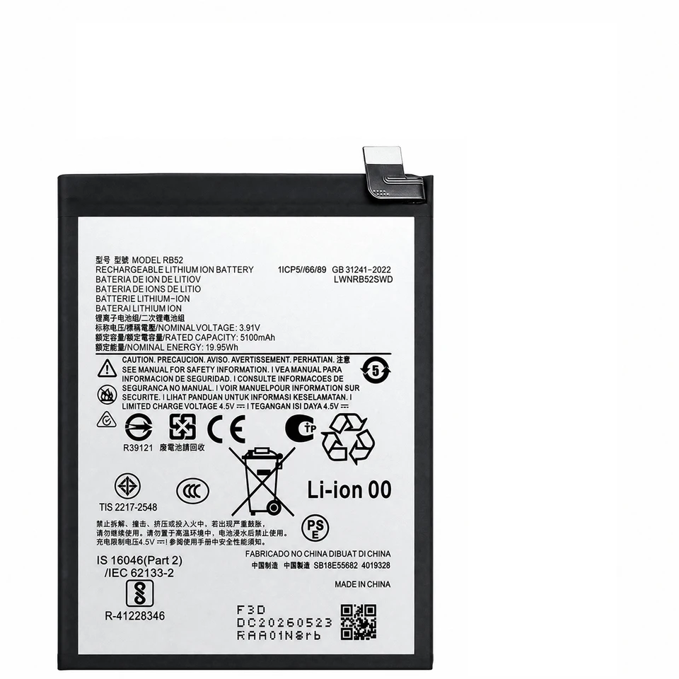 Batería original 100% RB52 5100mAh para Motorola Moto G56/ G Power 2026 2