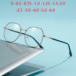 0 -0.5 -0.75 To -6.0 Women Men Student Anti Blue Rays Polygon Prescription Glasses For The Nearsighted UV400 Myopia Spectacles
