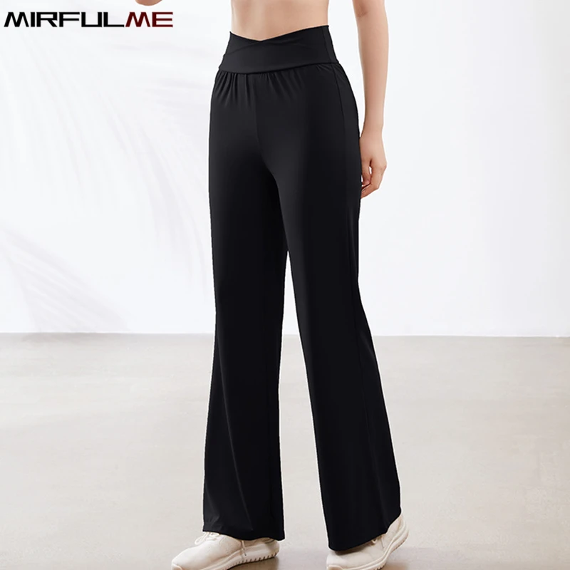 

Women Flared Pant High Waist Yoga Pant Elastic Bell-bottom Sport Leggings Hip-Lifting Wide Leg Gym Fitness Flare Trousers Female