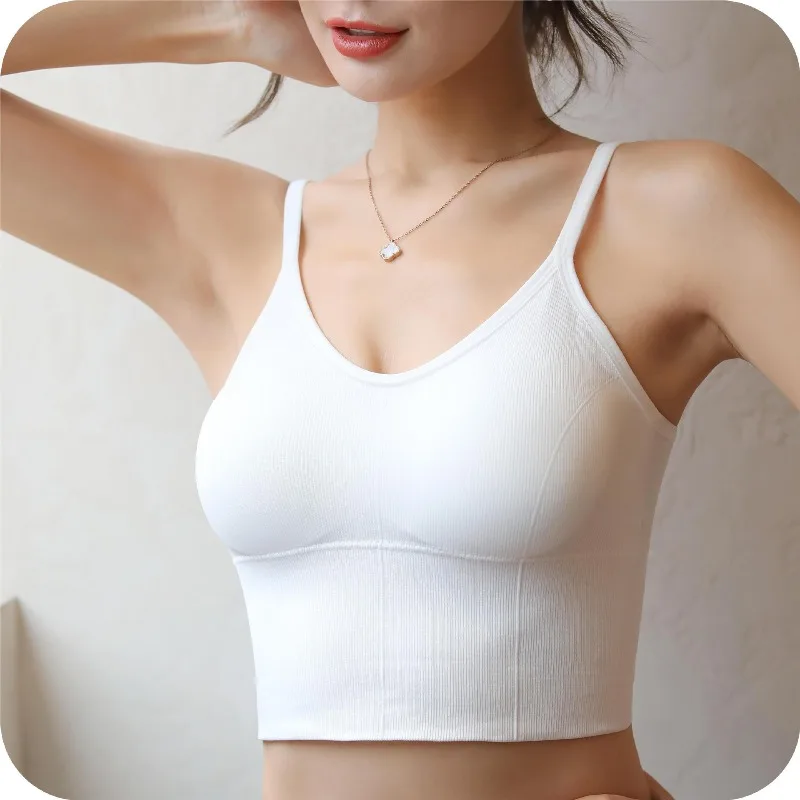 

2025 New Women Beauty Back Bralette Seamless Sports Fitness Top Summer Women's Sexy Lingerie Push Up Backless Sports Tanks Tops