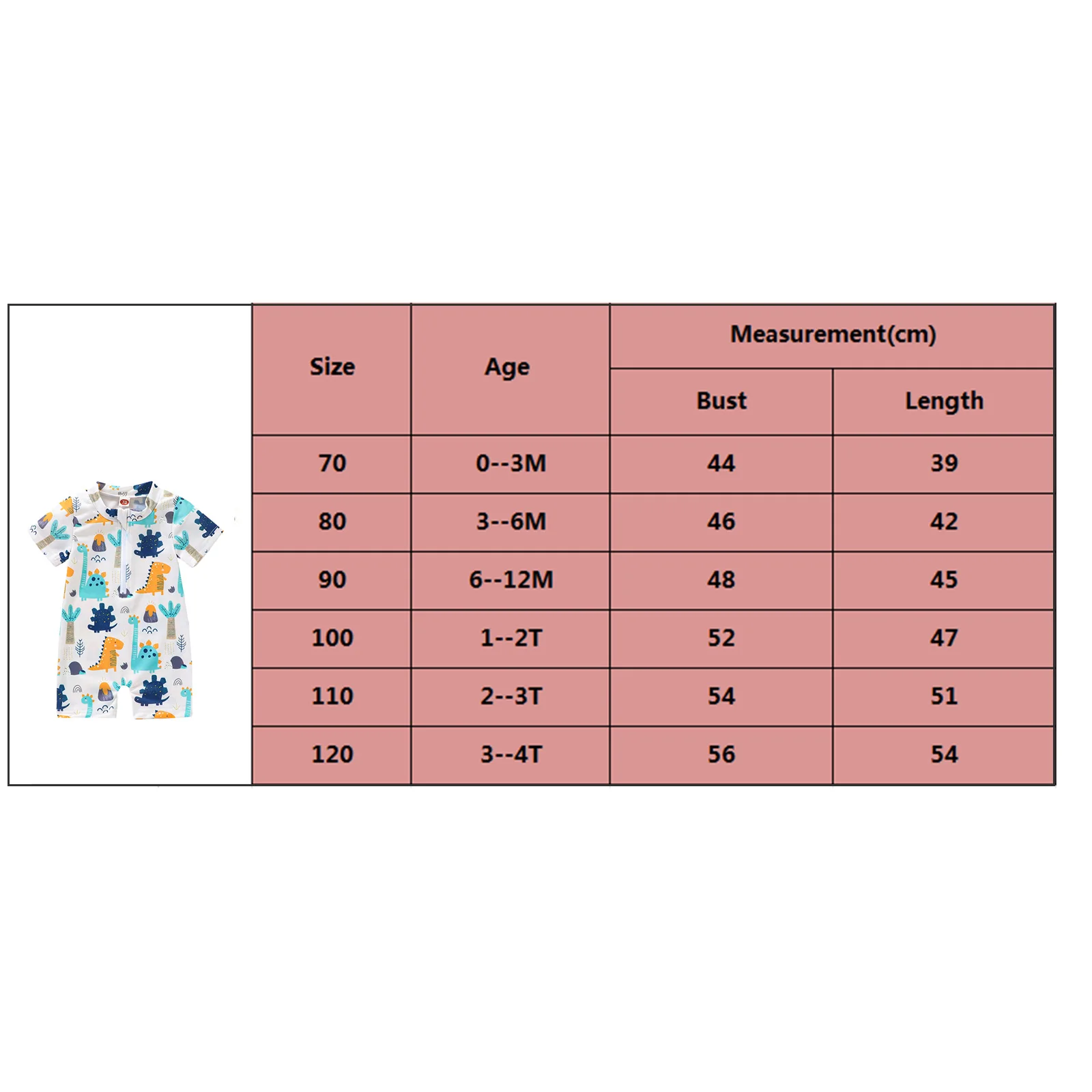 Tregren 0-4Years Kids Boys Summer Swimsuit Cartoon Dinosaur Printed Short Sleeve Zipper Swimwear Jumpsuit Beach Bathing Suits