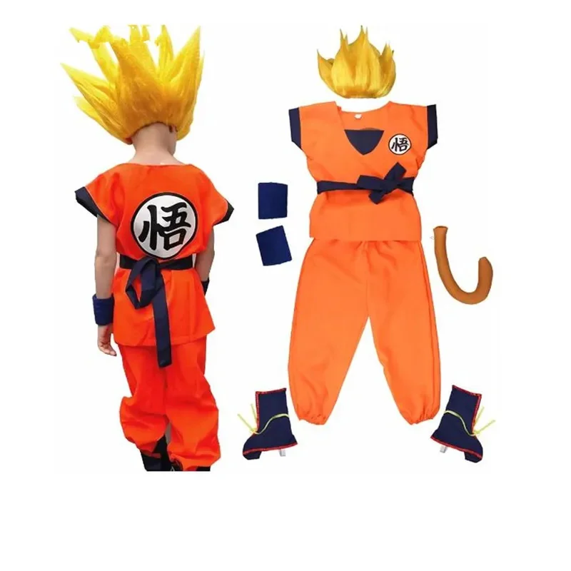 Disfraz de Dragonball Goku para niños, disfraz de tortuga de Anime, traje de Halloween, disfraces de juego de rol, botas para niños y adultos, conjunto de pulsera