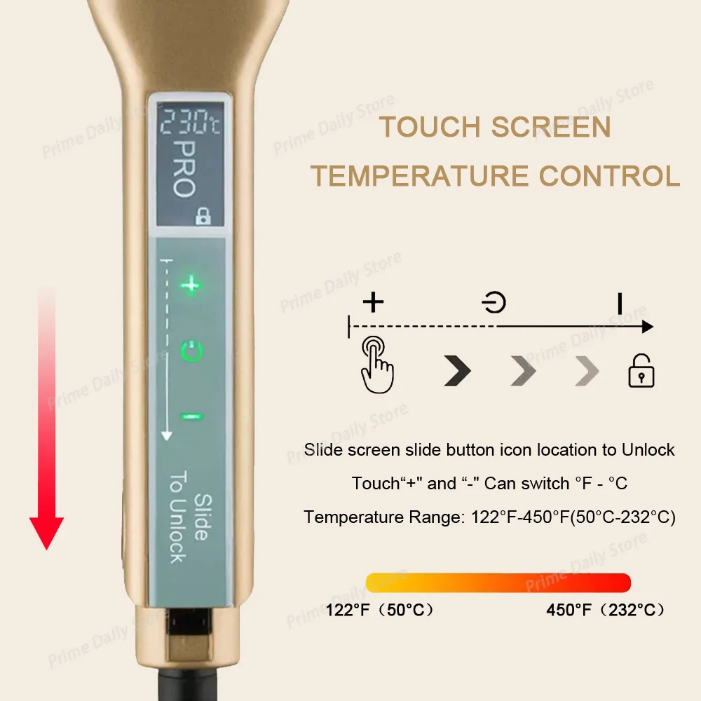 Professional Hair Straightener Curler Smart Touch Screen 230℃ Flat Iron Fast Heating Smooth Hair Straightening Irons 110-240V