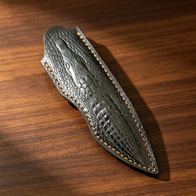 Vintage Crocodile Embossed Leather Storage Case, Outdoor Belt-Hanging Edc Tool Protective Sheath, Hand-Stitched Tool Leather Case, Leather Case Only