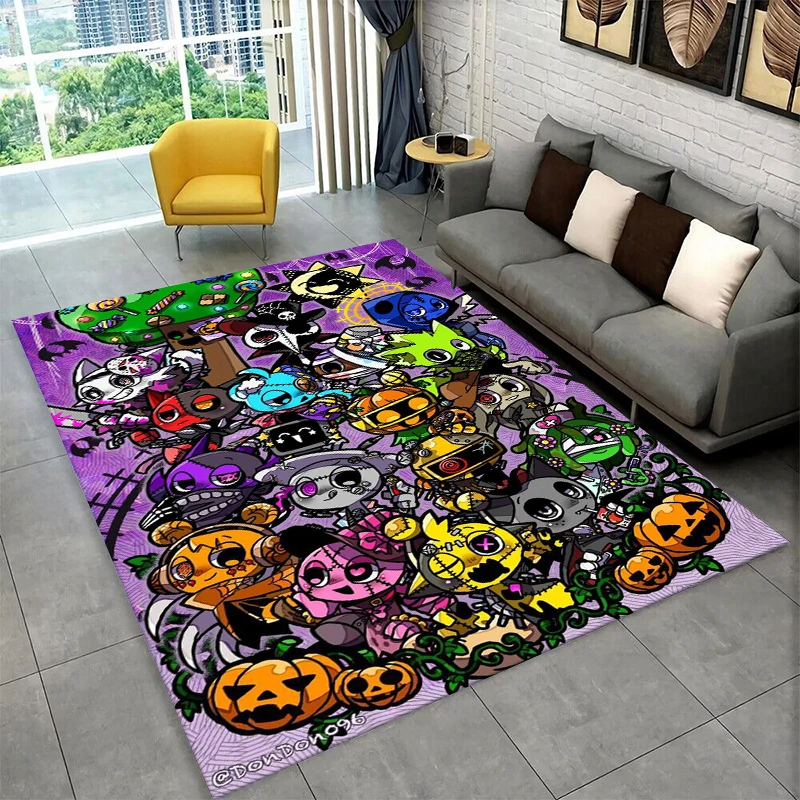 HD Music Sprunki Incredibox Game Non-Slip Area Rug for Living Room Bedroom Playroom,Carpet Floor Mat for Home Decor Holiday