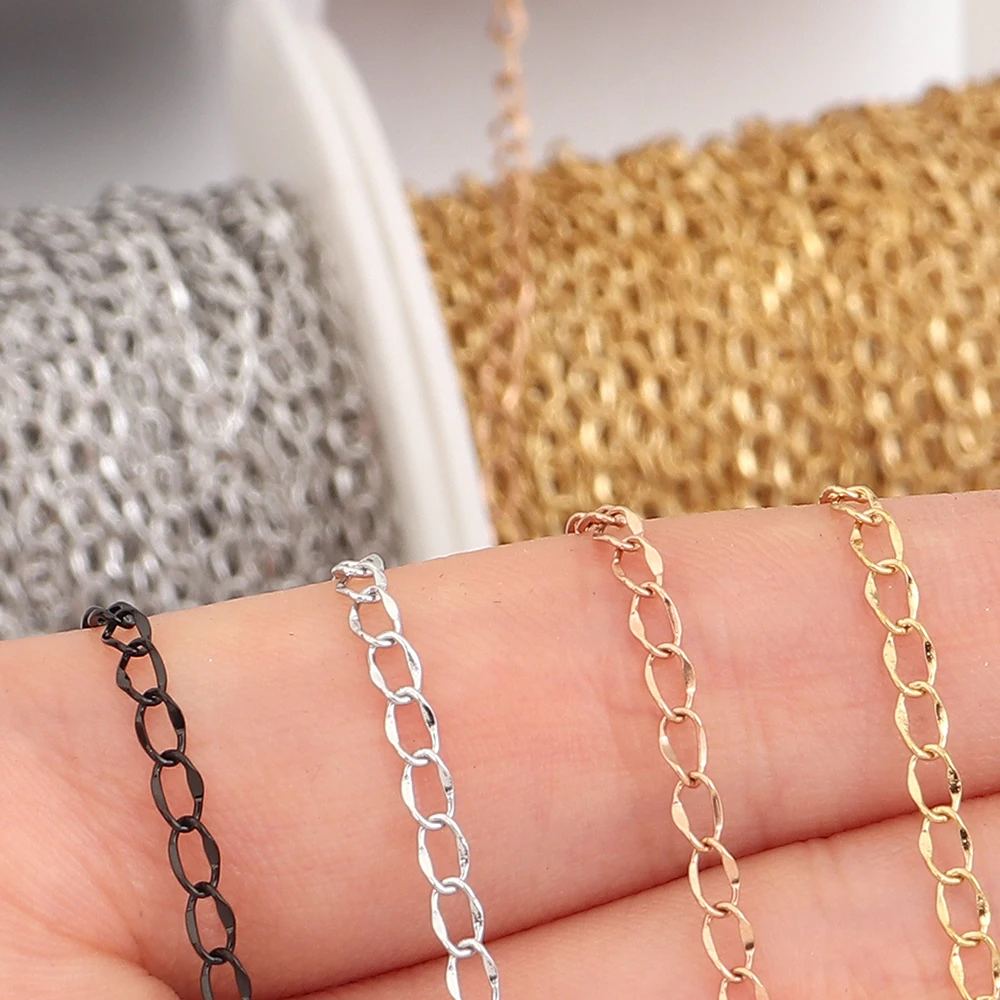 10 Yards/Rolle Edelstahl Verlängerungskette Bulk Schwanzketten für Schmuckherstellung DIY Armbänder Halskette Zubehör Großhandel