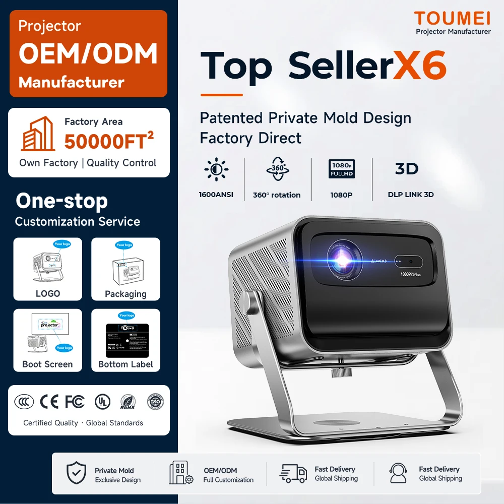 OEM ODM Factory Customized Android Auto Focus Rechargeable Projector Portable Home Theater Projector For Brand Distributors
