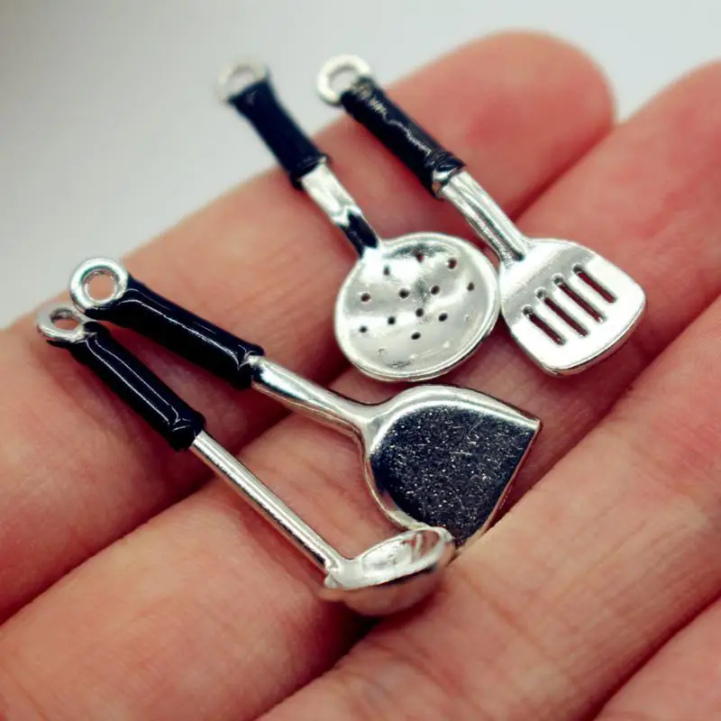 Dollhouse Hanging Spoon Spatula Soup Spoon Colander Kitchenware 5-piece Miniatures Model Kitchen Accessory Kids Pretend Play Toy