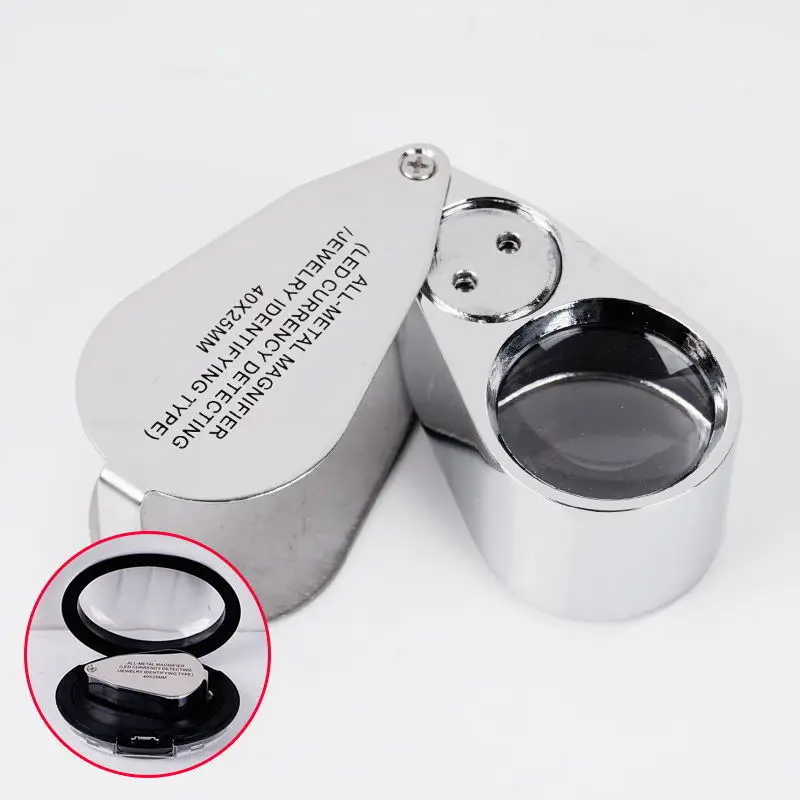 

40X High Clarity Magnifying Glass with LED UV Light Metal Construction Optical Lens for Jewelry Coin Stamp Collecting