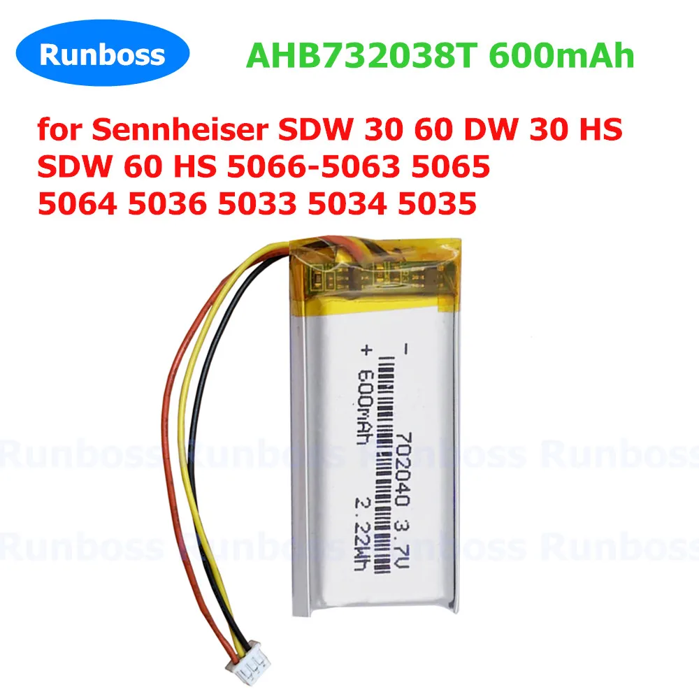 AHB732038T 600mAh Wireless Headset Battery for Sennheiser SDW 30 60 DW 30 HS SDW 60 HS 5066-5063 5065 5064 5036 5033 5034 5035