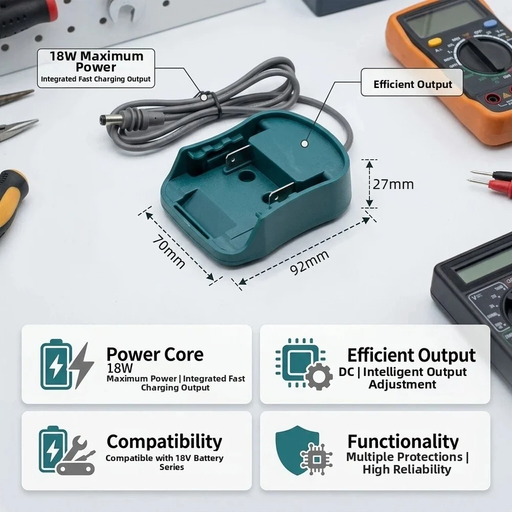 

For BL1830 USB-C PD Charger 18W DC Adapter For Cordless Power Tools 96cm DC Cable 18V 20V Battery Charger 96cm DC Cable Included