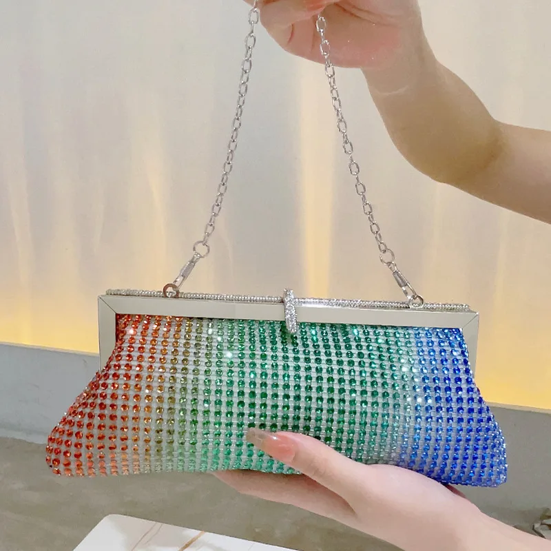 Colorful Diamond Evening Clutch Women's Blingbling Rainbow Rhinestone Banquet Handbag Shining Crystal Clutch Purse Сумка Женская