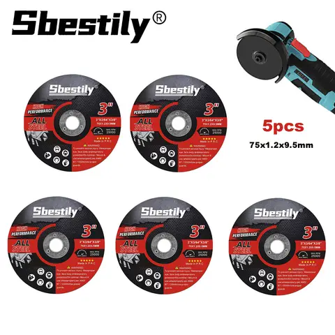 금속 목재 스테인레스 스틸 PVC 절단용 미니 앵글 연마기 그라인딩 휠, 원형 송진 톱날, 3 인치 커팅 디스크, 75mm, 5 개