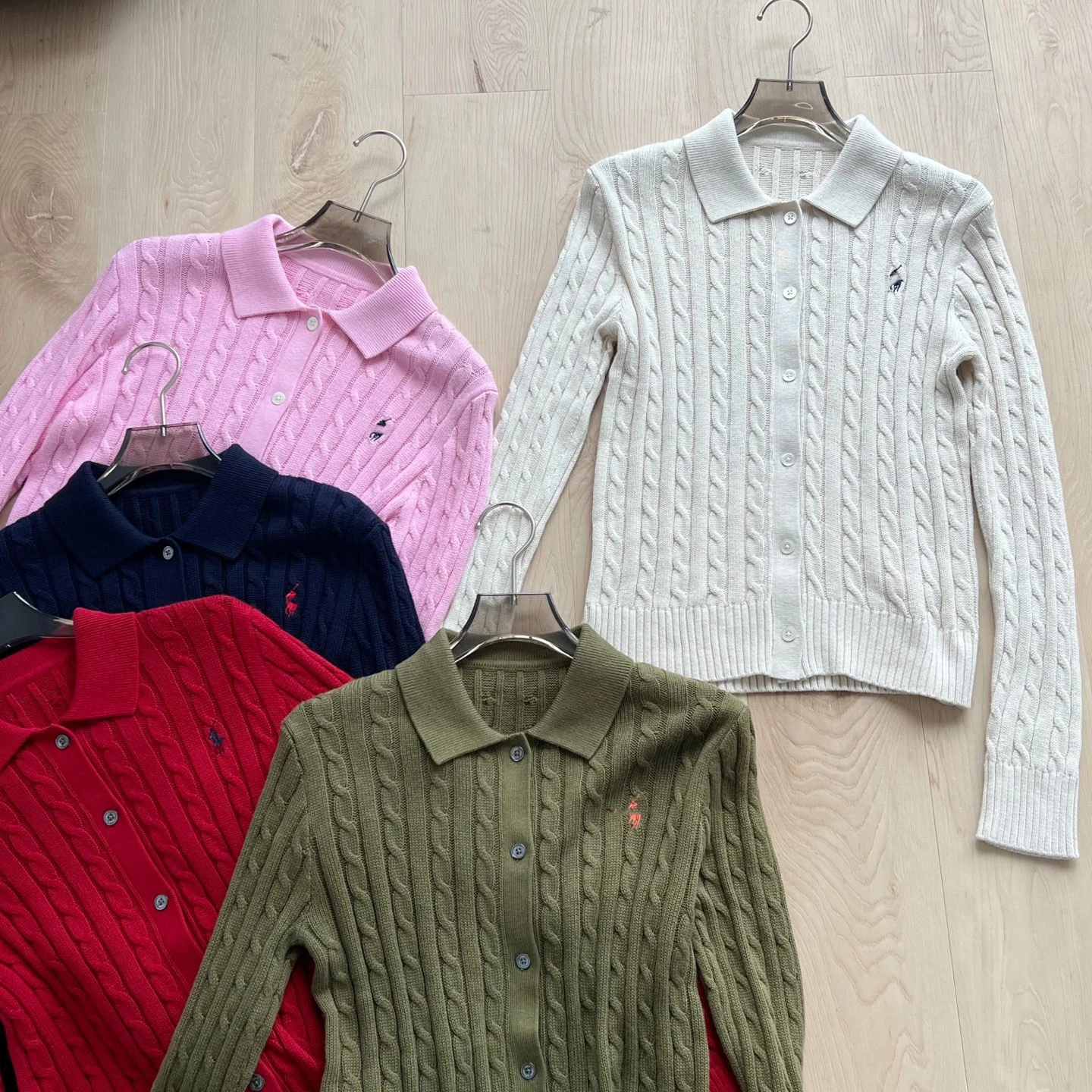 

Pure American Sle Long Sve Collar Knitted Cardigan Women's Embroidered Twist Flower Design 5 Colors Ladies Sweater