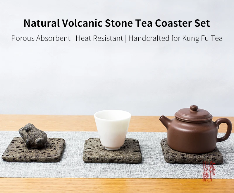 Teeuntersetzer aus Vulkangestein, 9 cm, quadratisch, natürliche, poröse Matte, wärmebeständig, Wabi-Sabi, Zen, Gongfu-Teezeremonie, Teegeschirr, Geschenk – Detail 7