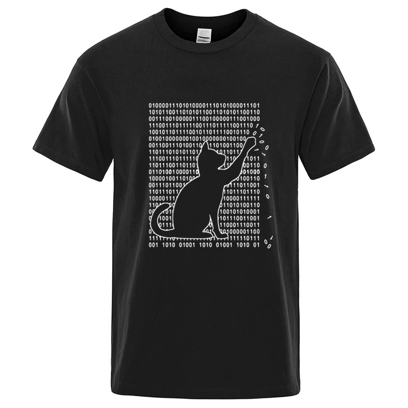 Men's High Quality T-shirt Cotton Blend Funny Cool Cat Design Print Summer Loose Short Sleeve for Men T-Shirt Male Tops Tees
