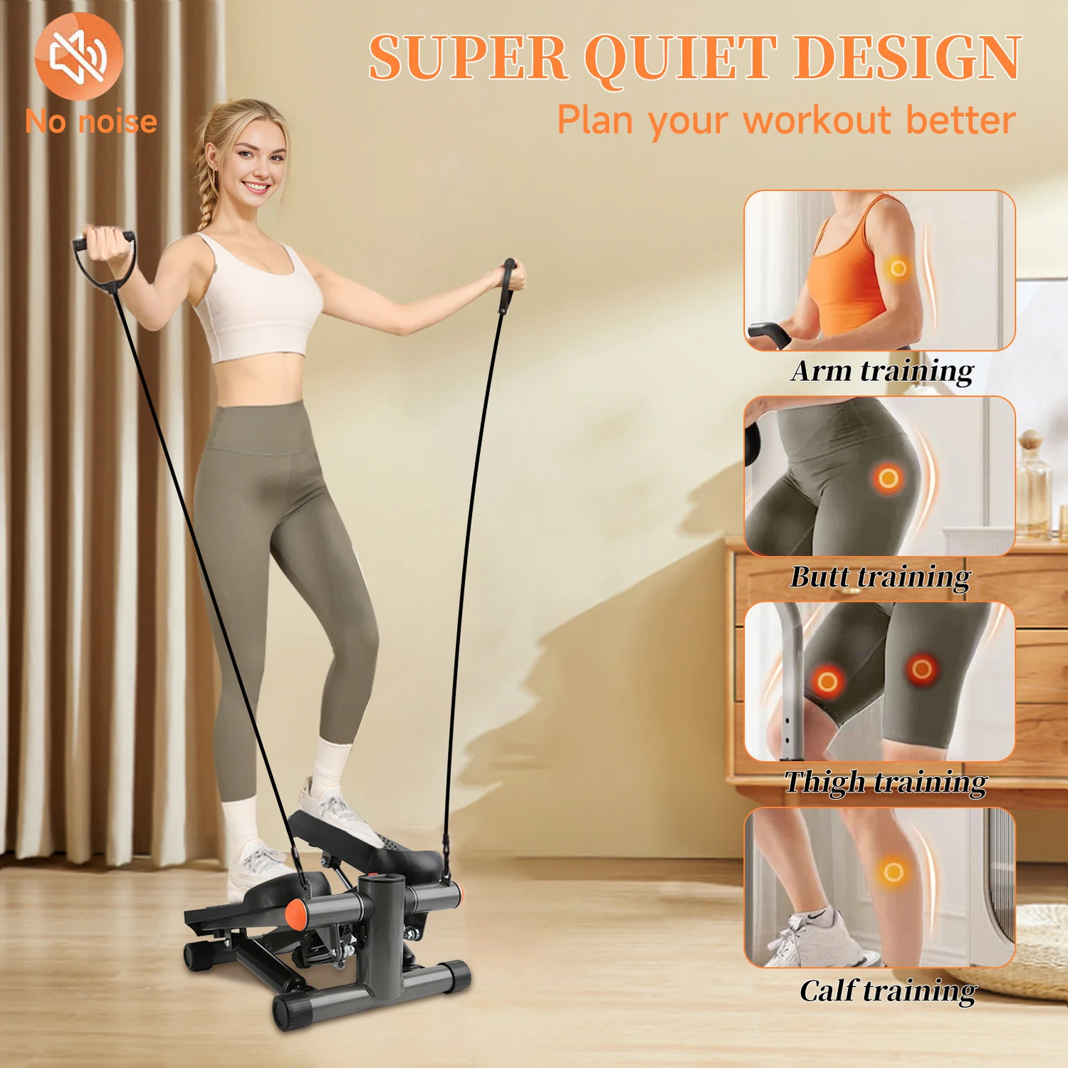 Silent Mini Stepper Home Type Indoor Fitness Exercise Multi-functional Stepper total body workout