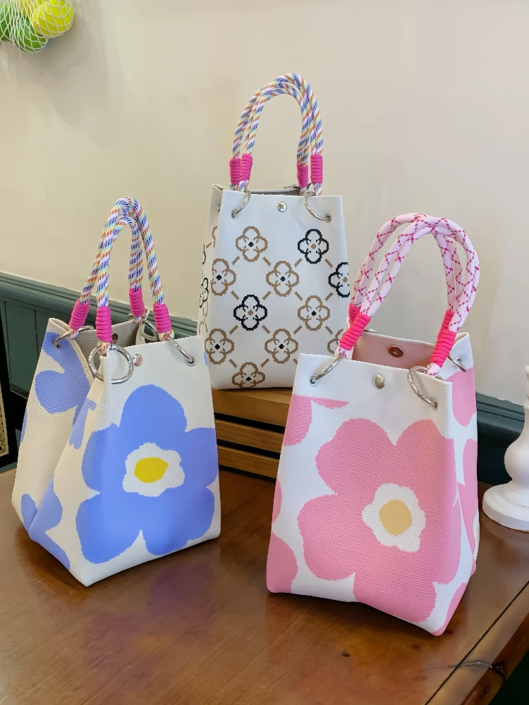 

Korean Japanese Sle Large Capaci Knitted Handbag Portable Casual oulder Bag Daily Match Handheld Bag Sweet Cool Sle