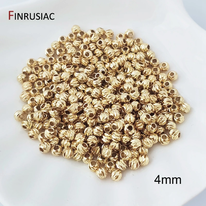 18 Karat vergoldete, gestreifte Blumenperlen, Trenner für Perlen, 2,5/3/4 mm Armband-Abstandsperlen, Schmuckherstellung, DIY-Zubehör