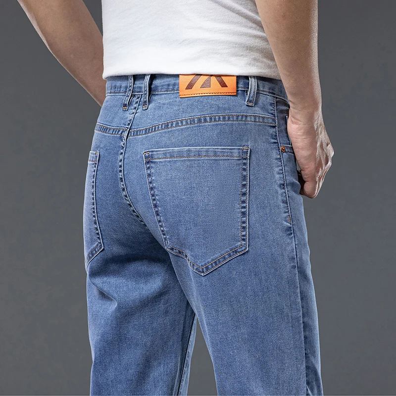 

Брюки Y2k 2022, мужские тонкие весенне-летние молодежные жизненные мужские джинсы, легкие классические корейские эластичные брюки с вышивкой