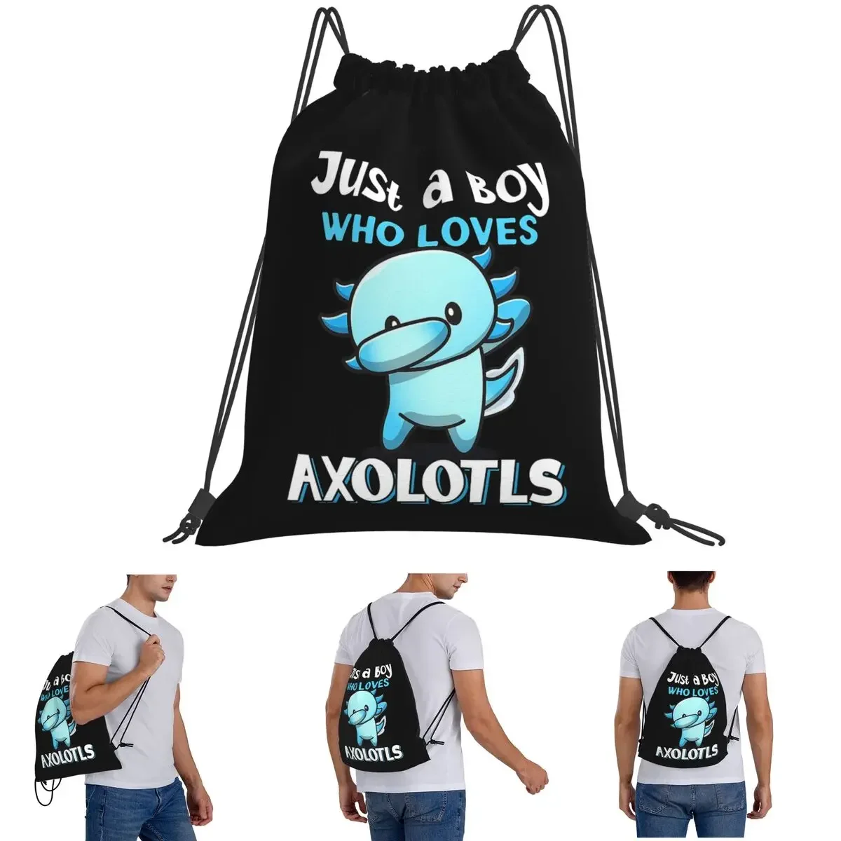 

Рюкзаки Just A Boy Who Loves Axolotls, повседневные портативные сумки на шнурке, сумка для обуви, сумки для книг для путешествий студентов