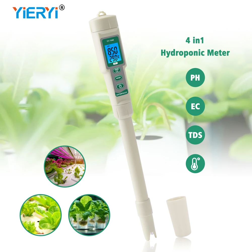 High Precision Water Tester 4 in 1 Digital PH/TDS/EC Meter Drinking Water Thermometer for Aquariums Nutrient Solution, Swimming