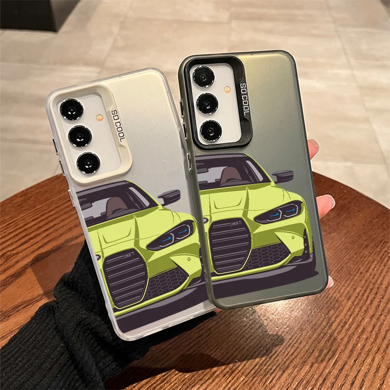Sport Car M3 Phone Case For Samsung S26 S25 S24 A57 A56 A37 A36 A17 A16 A07 A06 M56 Ultra Plus Laser PC+TPU Cases Cover S428P1