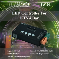 DMX Controller supports SPI/TTL & DMX LED light, SD Card,LED Controller for Indoor Lighting DC5-24V with Quick Addressing