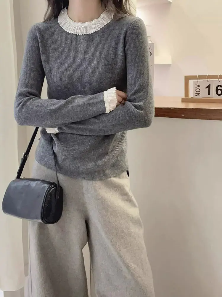 

Уникальный вязаный длинный све, круглый пуловер Ne, повседневный универсальный красивый женский модный сетчатый топ для поездок на работу