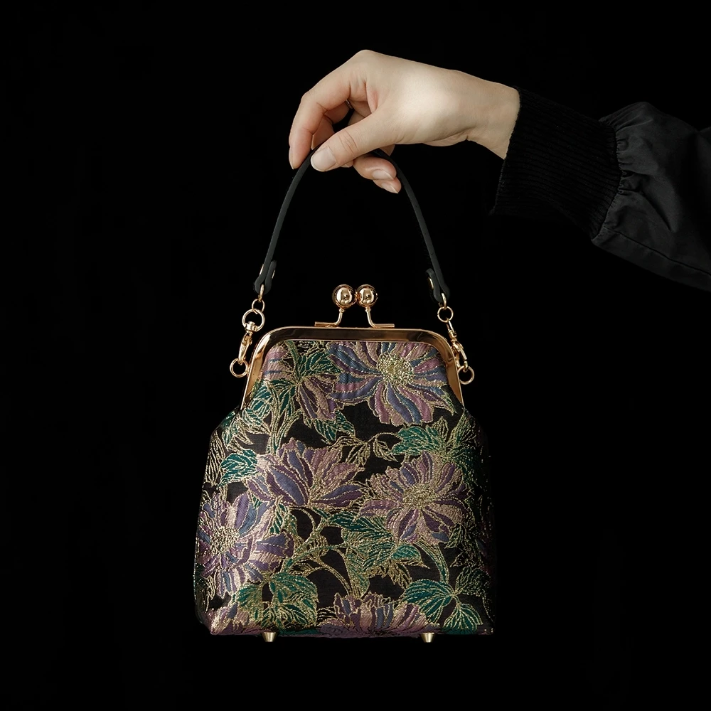 Classic Flowers Leather Top Handle Fringe Tassel Bag Vintage Bags Women's Handbags Chain Women Shoulder Crossbody Bag Bags image 3