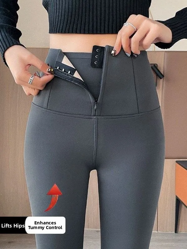 

Женские утепленные брюки с высокой талией на молнии, на флисовой подкладке, облегающие, длиной до щиколотки, для осени и зимы